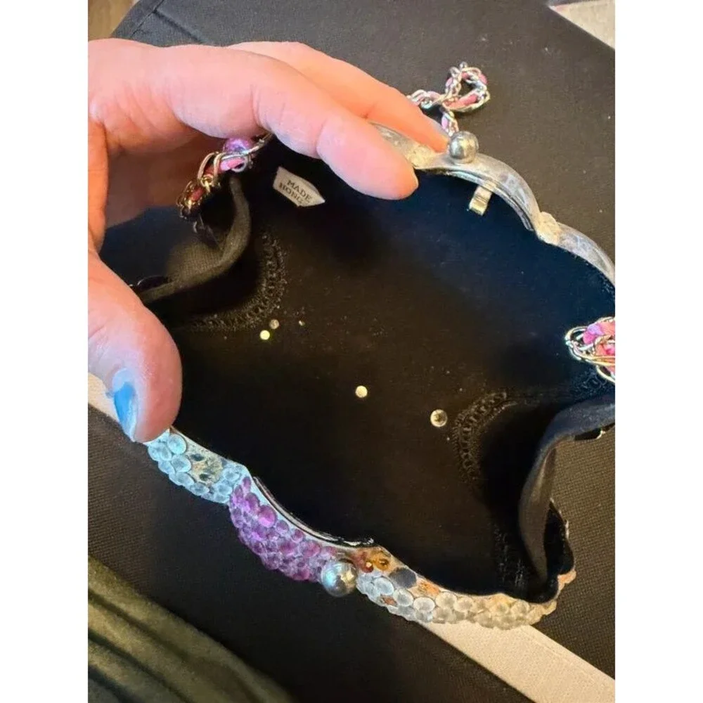 c. 1980s-90s Rhinestone Seashell Minaudiere Clutch - Evening Bag